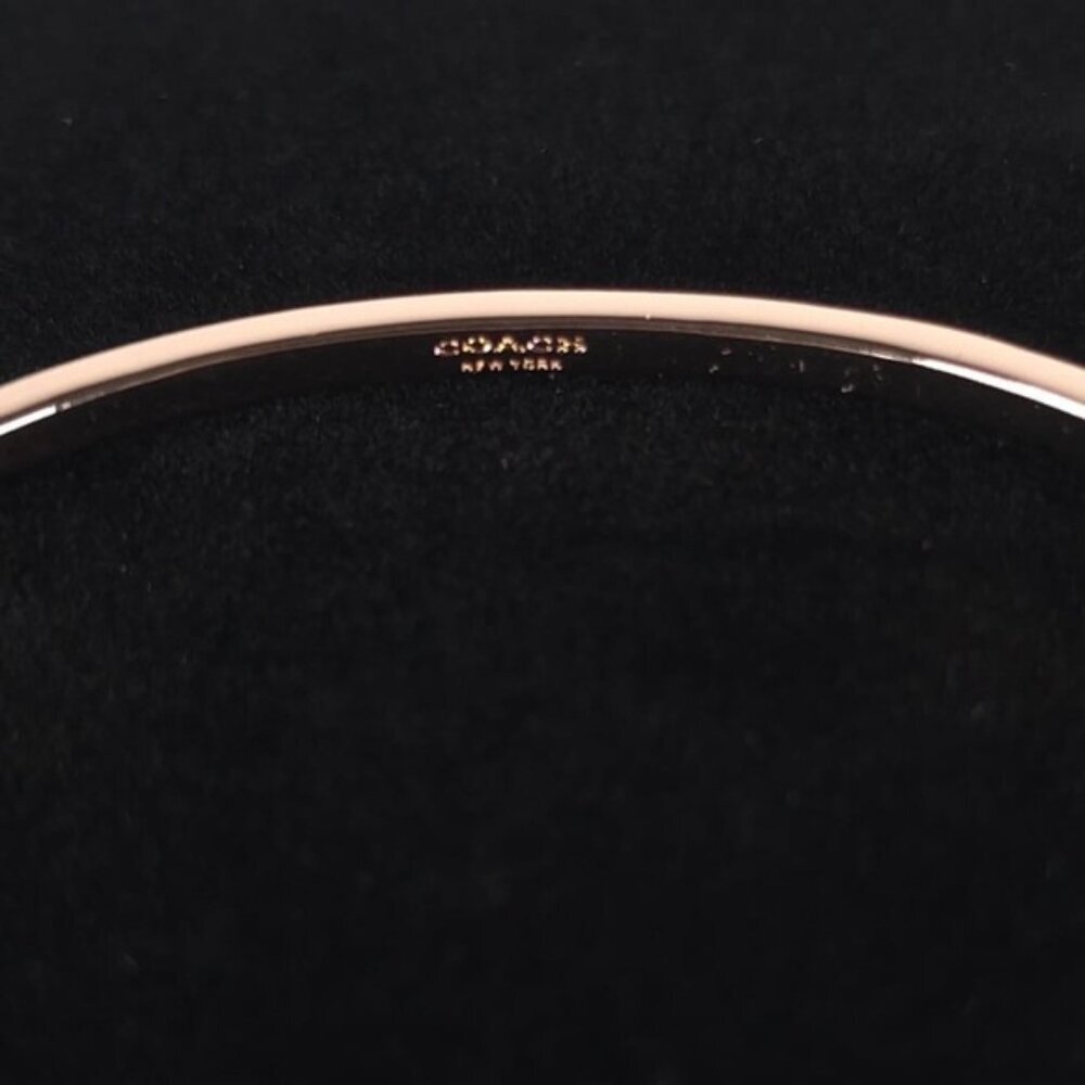 NWT COACH Signature Pave Bar C Charm Hinged Rosegold Bangle‎ Bracelet St. 91429 - Picture 6 of 9